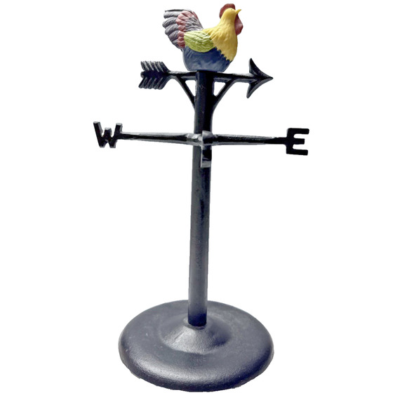 Vintage Susan Winget Cast Iron Rooster Weathervane Tabletop Farmhouse Chic - Picture 1 of 13